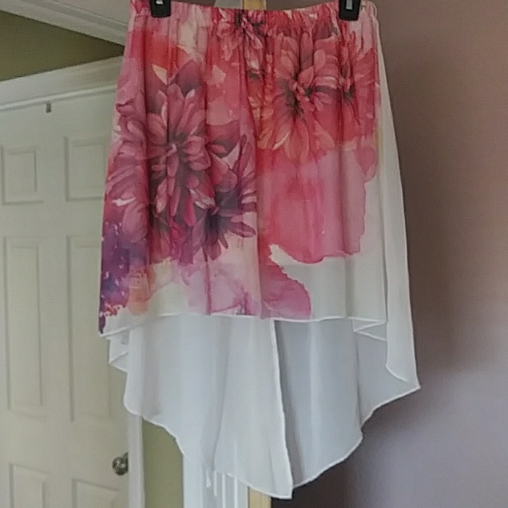 Floral high-low skirt